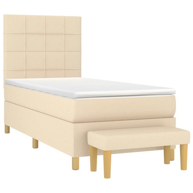 vidaXL Bett Boxspringbett mit Matratze Creme 90x190 cm Stoff günstig online kaufen