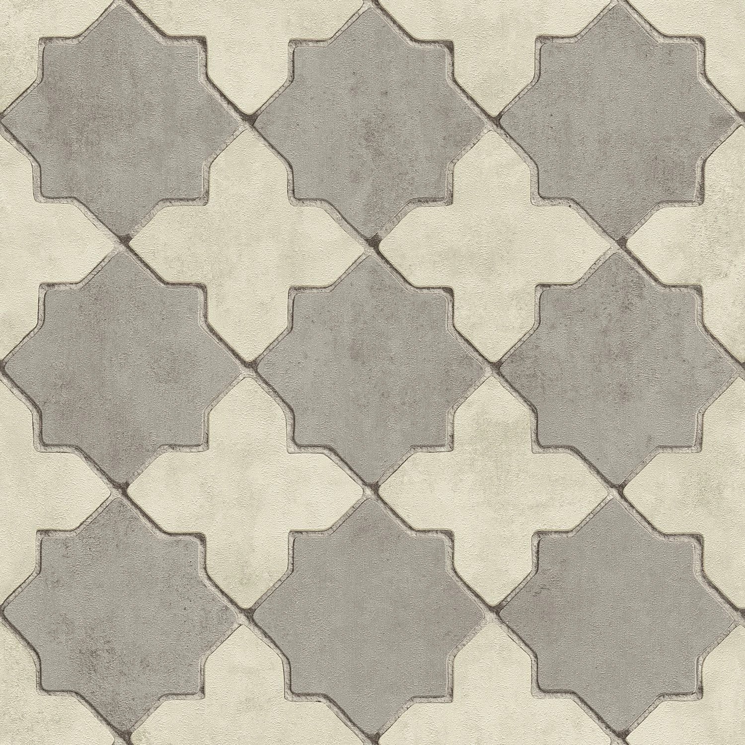 PROFHOME 374215-GU Grafik Tapete Geometrisch Matt Grau Creme 0,53 m x 10,05 günstig online kaufen