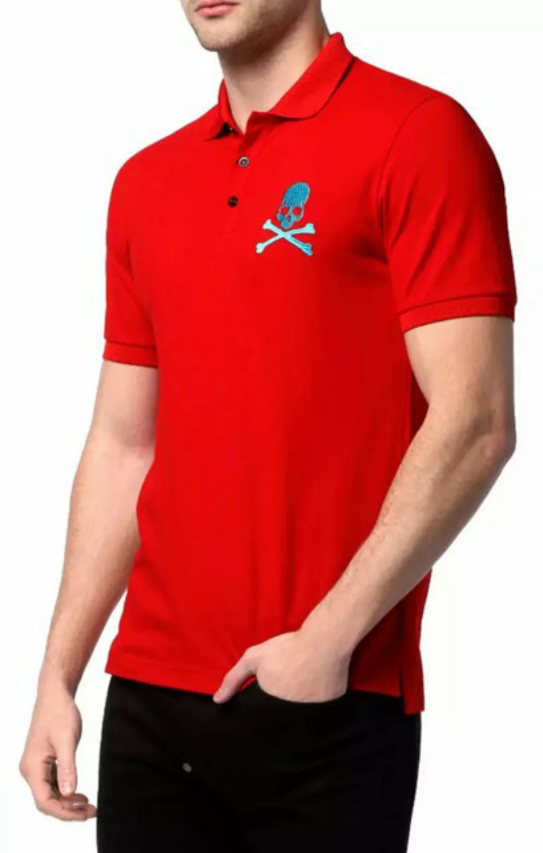 PHILIPP PLEIN Poloshirt Polohemd mit Leder-Patch und PP Hexagon Leder-Patch günstig online kaufen