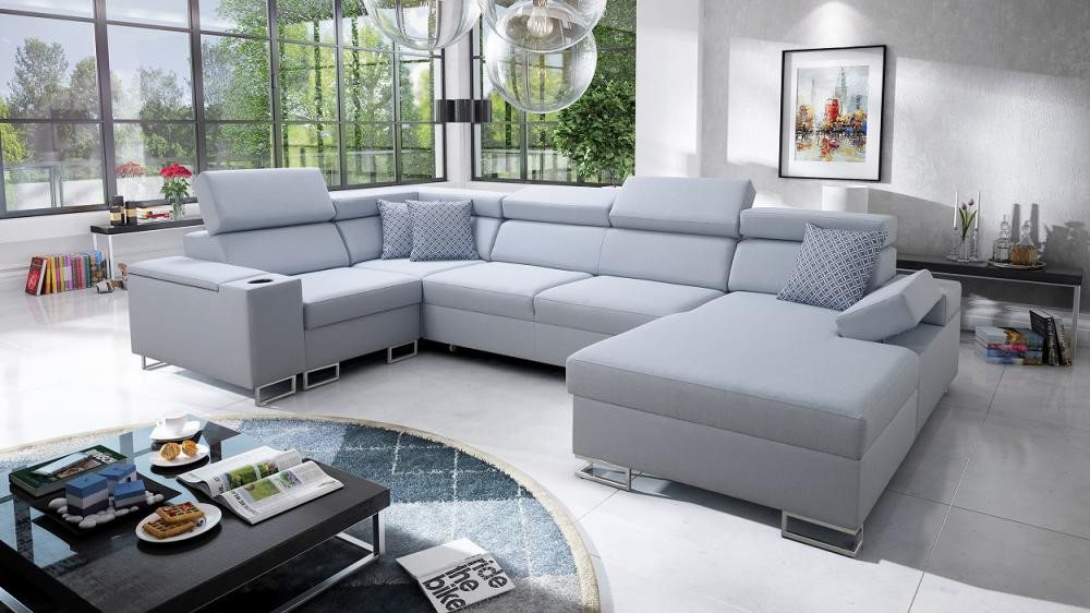 DB-Möbel Schlafsofa U-förmiges "ALPHA" Stoff Alova - MADE IN GERMANY, Möbel günstig online kaufen