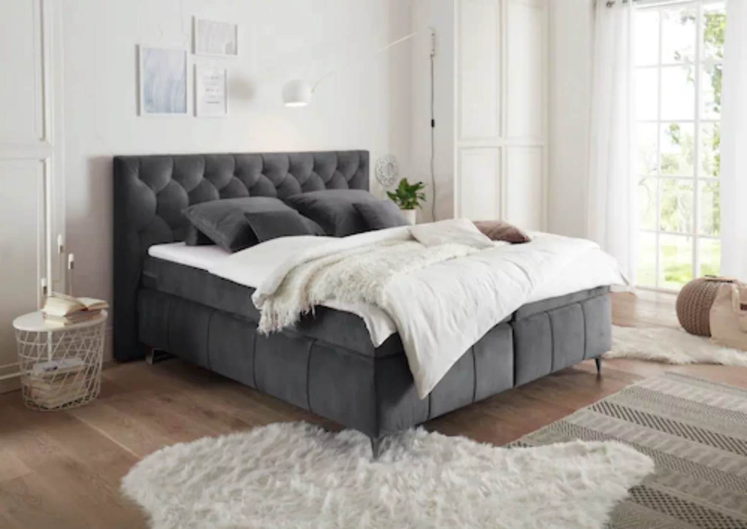 ED EXCITING DESIGN Boxspringbett »Pembroke«, inkl. Topper günstig online kaufen