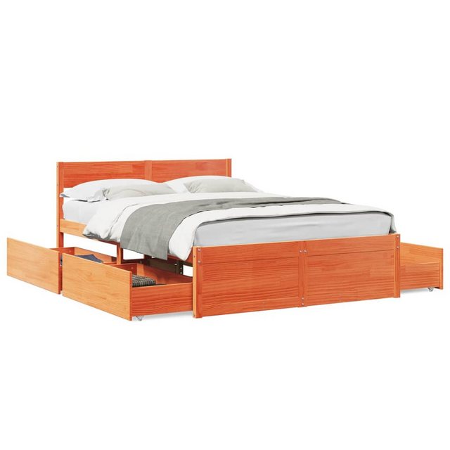 vidaXL Bett, Massivholzbett ohne Matratze Wachsbraun 120x190 cm Kiefernholz günstig online kaufen