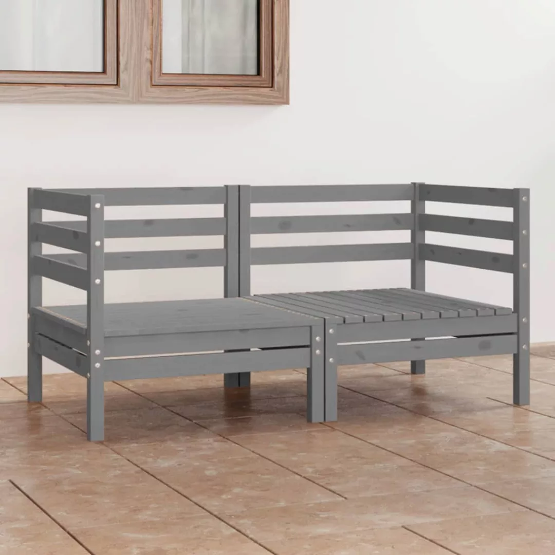 2-sitzer-gartensofa Grau Kiefer Massivholz günstig online kaufen