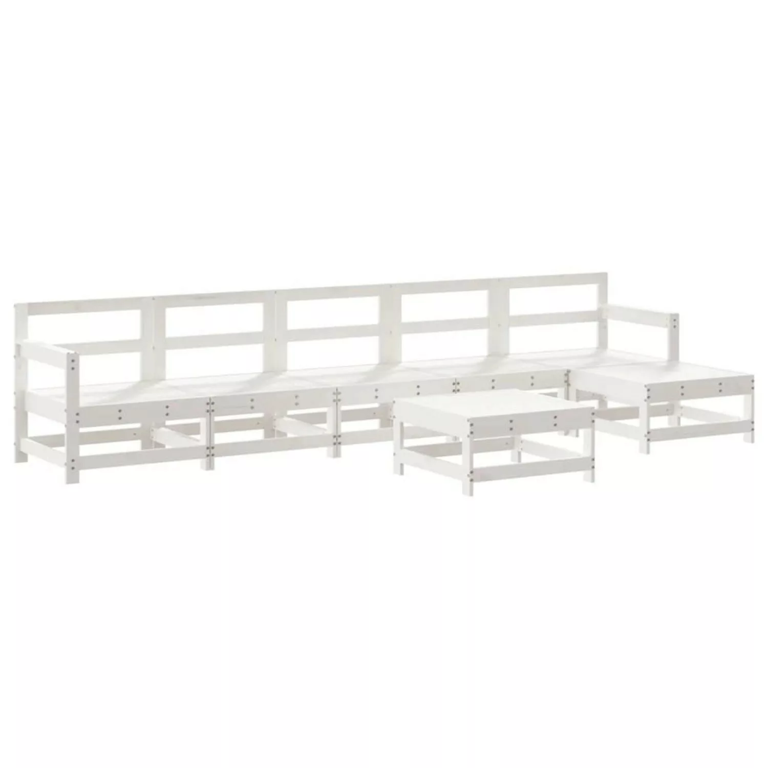 vidaXL 7-tlg Garten-Lounge-Set Weiß Massivholz Kiefer Modell 34 günstig online kaufen