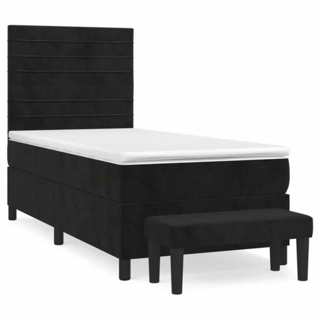 furnicato Bettgestell Boxspringbett mit Matratze Schwarz 100x200 cm Samt günstig online kaufen