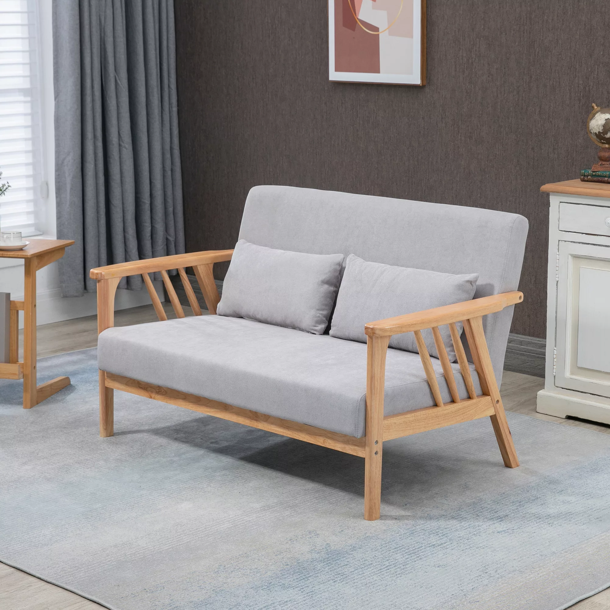 HOMCOM Zweisitzer 2-Sitzer Sofa, Doppelsofa mit Armlehne, Loveseat mit Samt günstig online kaufen