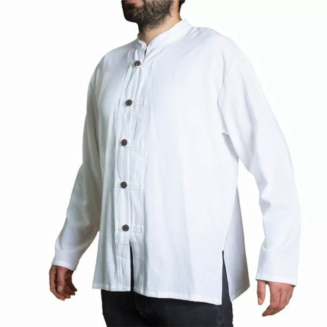 PANASIAM Langarmhemd Fischerhemd Ben mit 5 Holzknöpfen 100 % Baumwolle ange günstig online kaufen