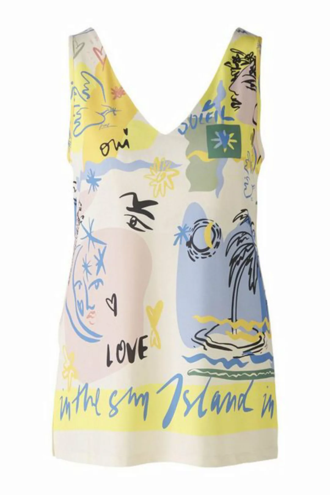 Oui T-Shirt Top, yellow blue günstig online kaufen