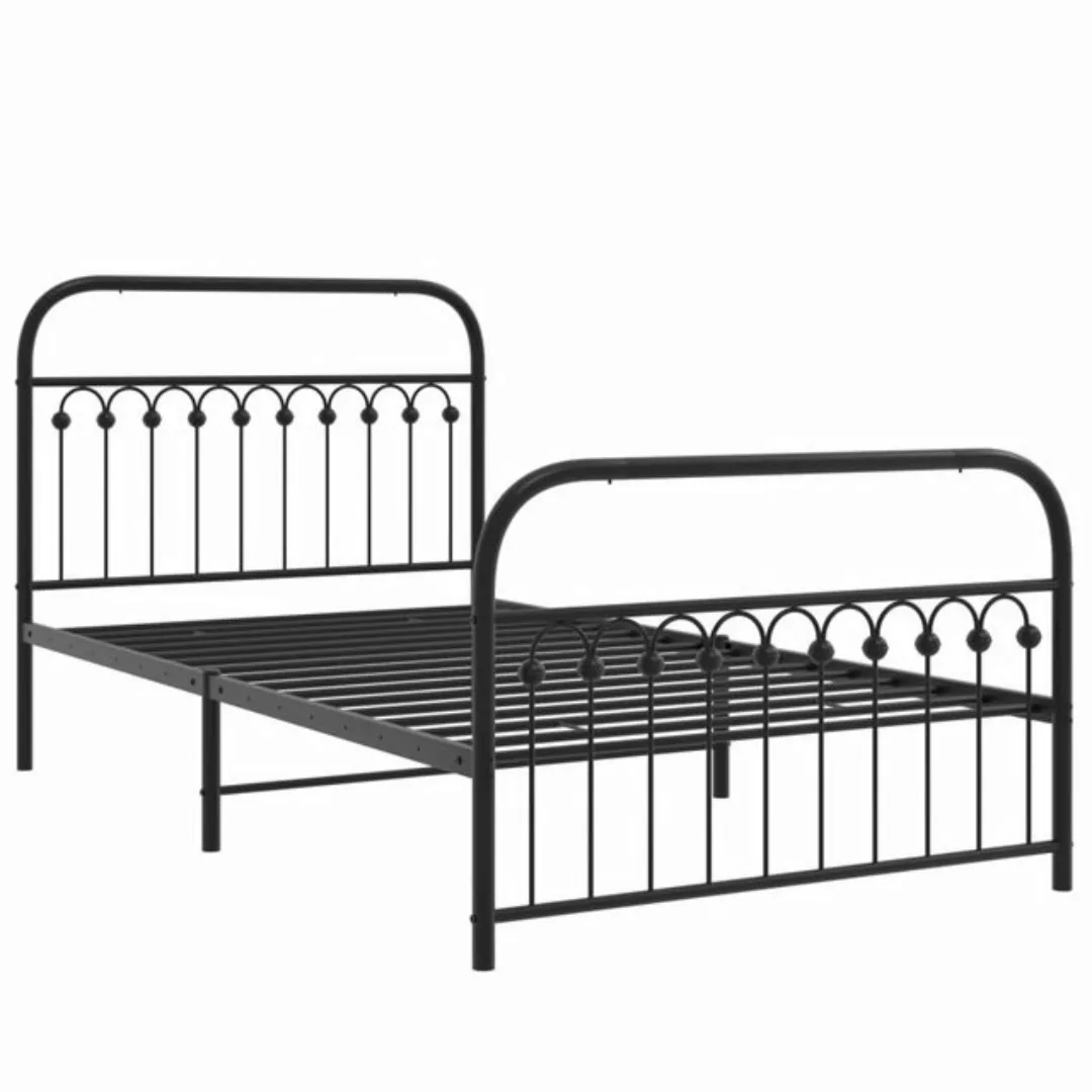 vidaXL Bett Bettgestell mit Kopf- und Fußteil Metall Schwarz 107x203 cm günstig online kaufen