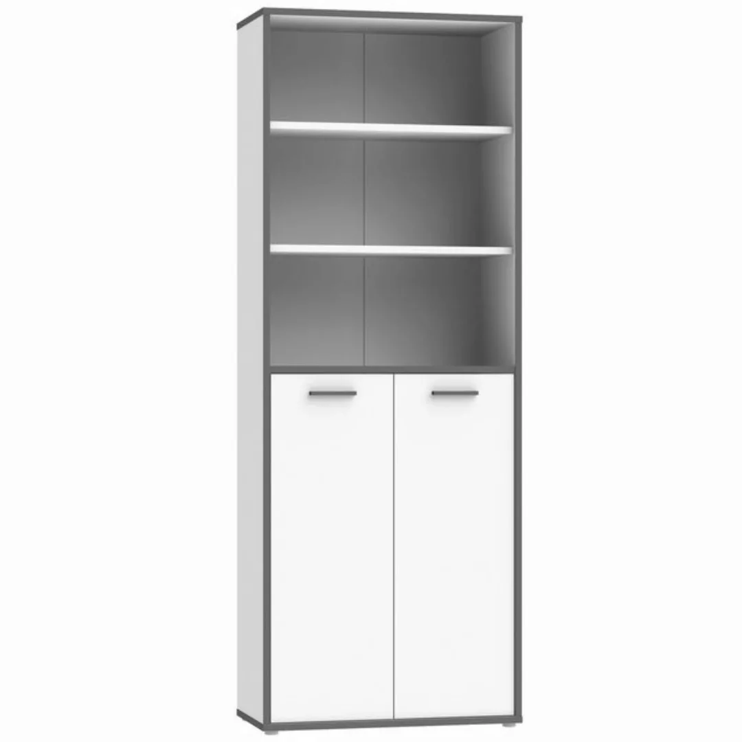 expendio Aktenschrank Keijo 4 Weiß / Wolfram Grey, 85x227x42 cm günstig online kaufen