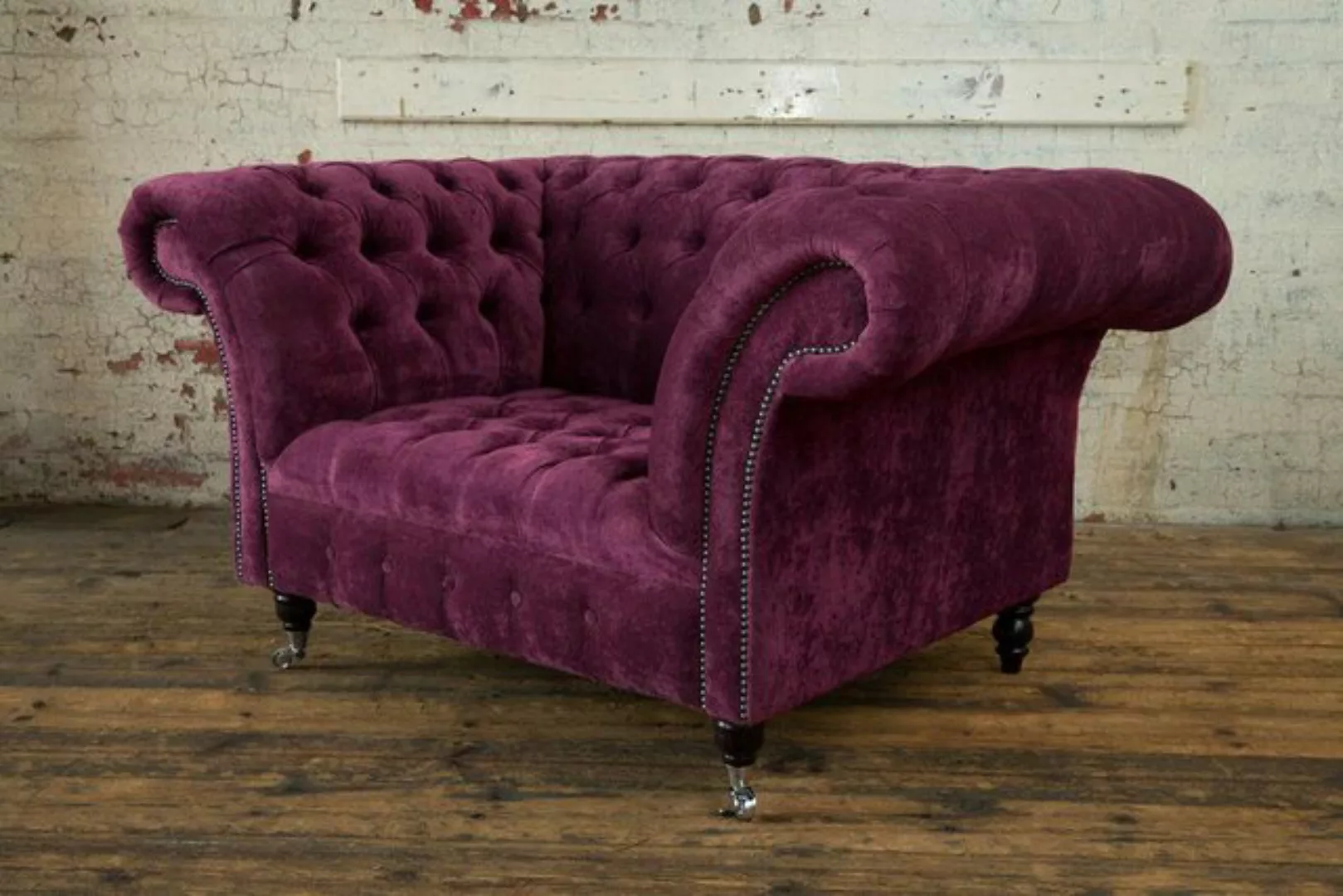 Xlmoebel 1,5-Sitzer 1,5-Sitzer Stoff Chesterfield Sofa Bordeaux England, 1 günstig online kaufen