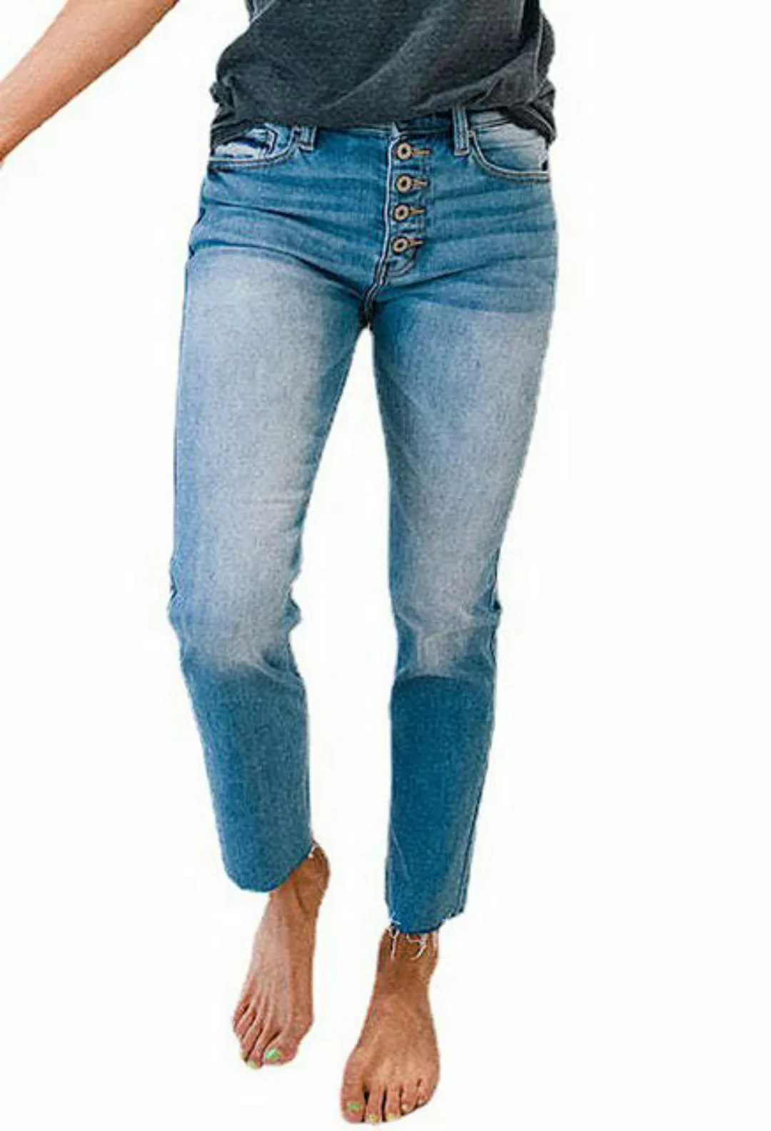 CHENIN Slouchy Jeans Gewaschene, mittelhohe, gerade jeans für damen Lockere günstig online kaufen