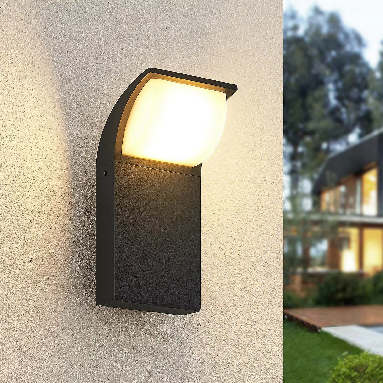 Lucande LED-Außenwandleuchte Tinna, 20 cm, anthrazit, IP65 günstig online kaufen