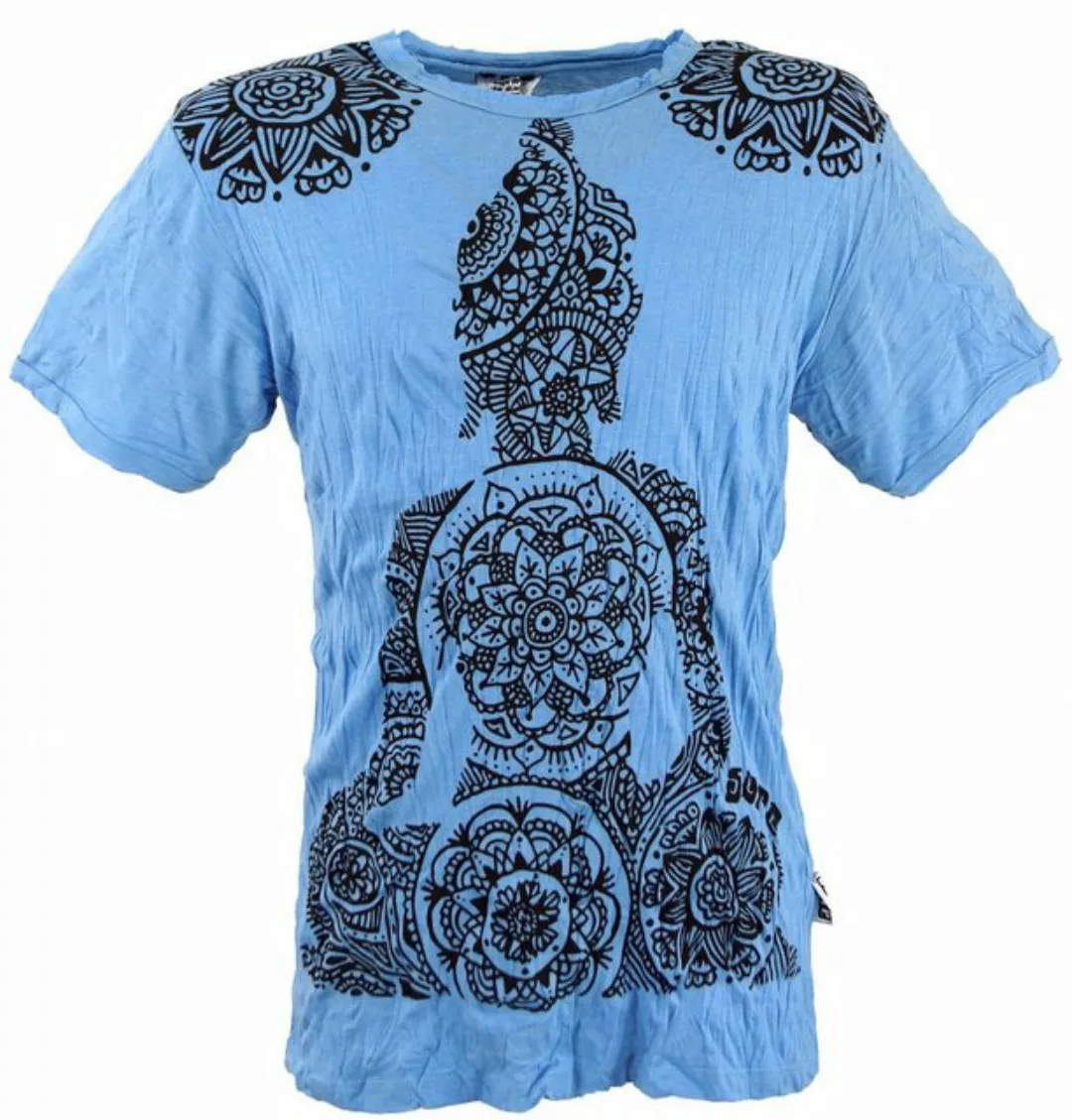 Guru-Shop T-Shirt Sure Herren T-Shirt Mandala Buddha - hellblau Goa Style, günstig online kaufen