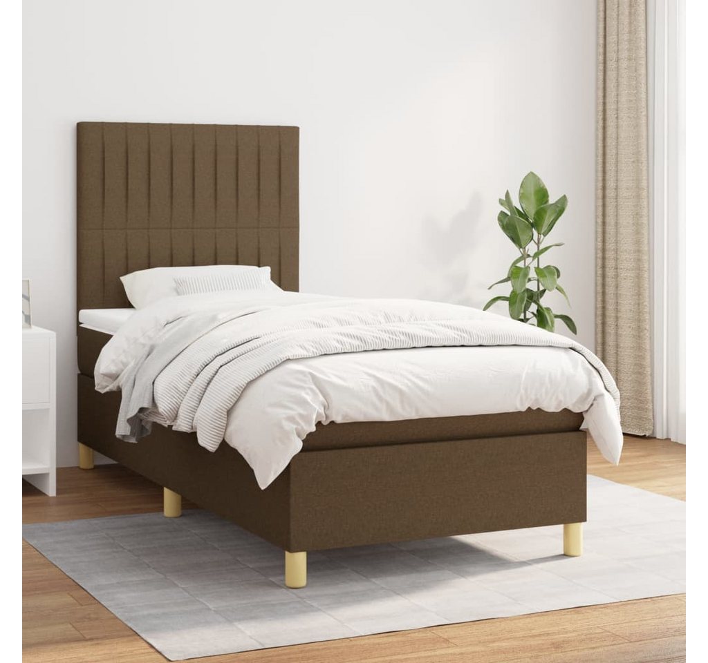 vidaXL Boxspringbett Boxspringbett mit Matratze Dunkelbraun 100x200 cm Stof günstig online kaufen