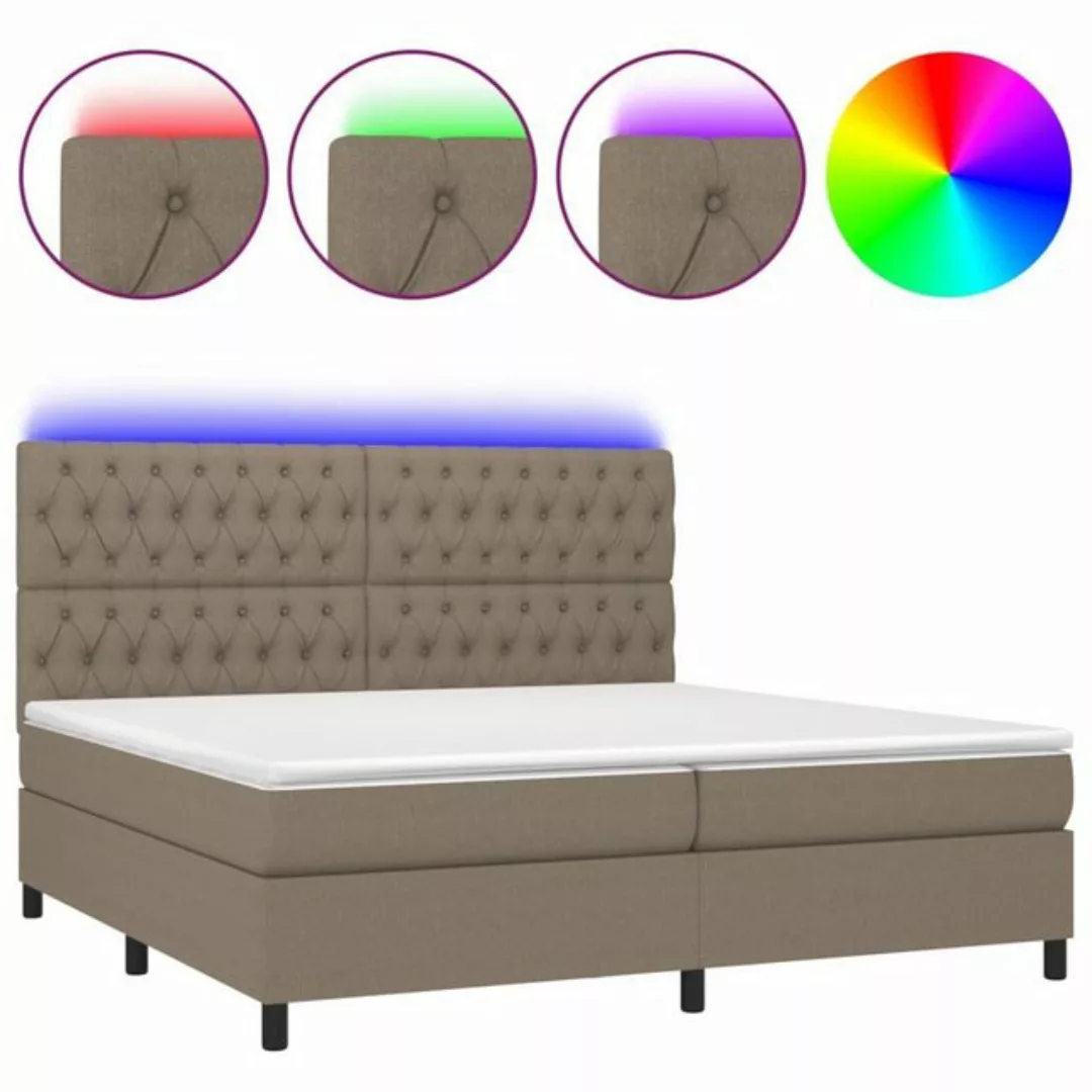 vidaXL Boxspringbett Boxspringbett mit Matratze LED Taupe 200x200 cm Stoff günstig online kaufen