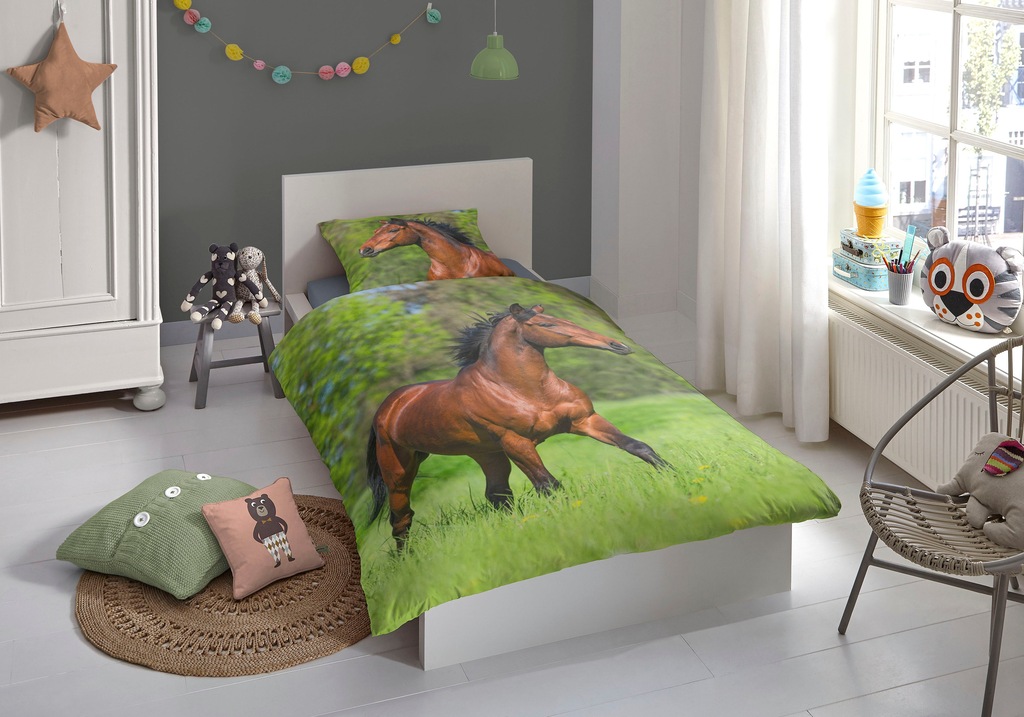 good morning Kinderbettwäsche »Running horse«, Baumwolle, 135x200, 2 Teilig günstig online kaufen