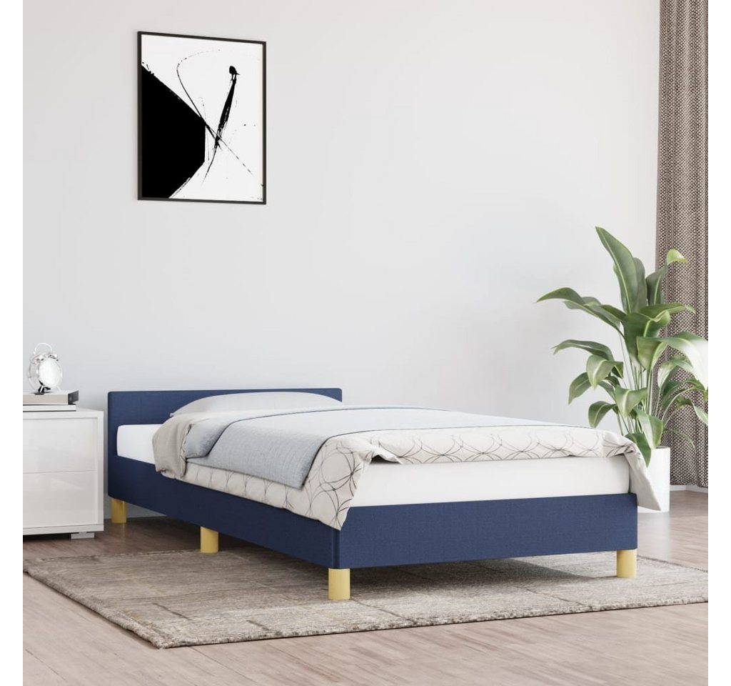 furnicato Bett Bettgestell mit Kopfteil Blau 90x200 cm Stoff günstig online kaufen