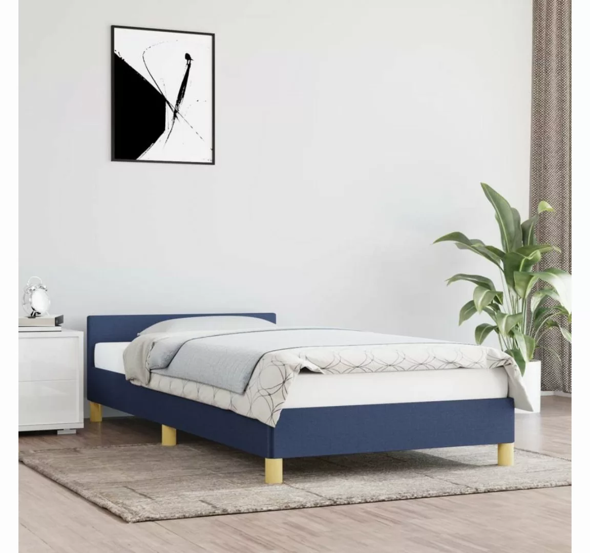 furnicato Bett Bettgestell mit Kopfteil Blau 90x200 cm Stoff günstig online kaufen