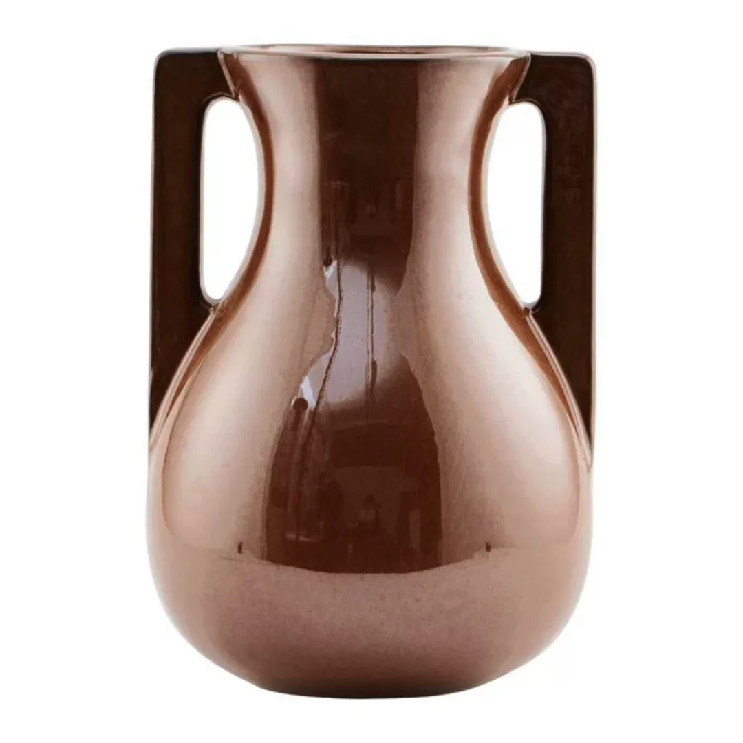 Vase Mississipi aus Steingut in Braun mit Henkeln günstig online kaufen
