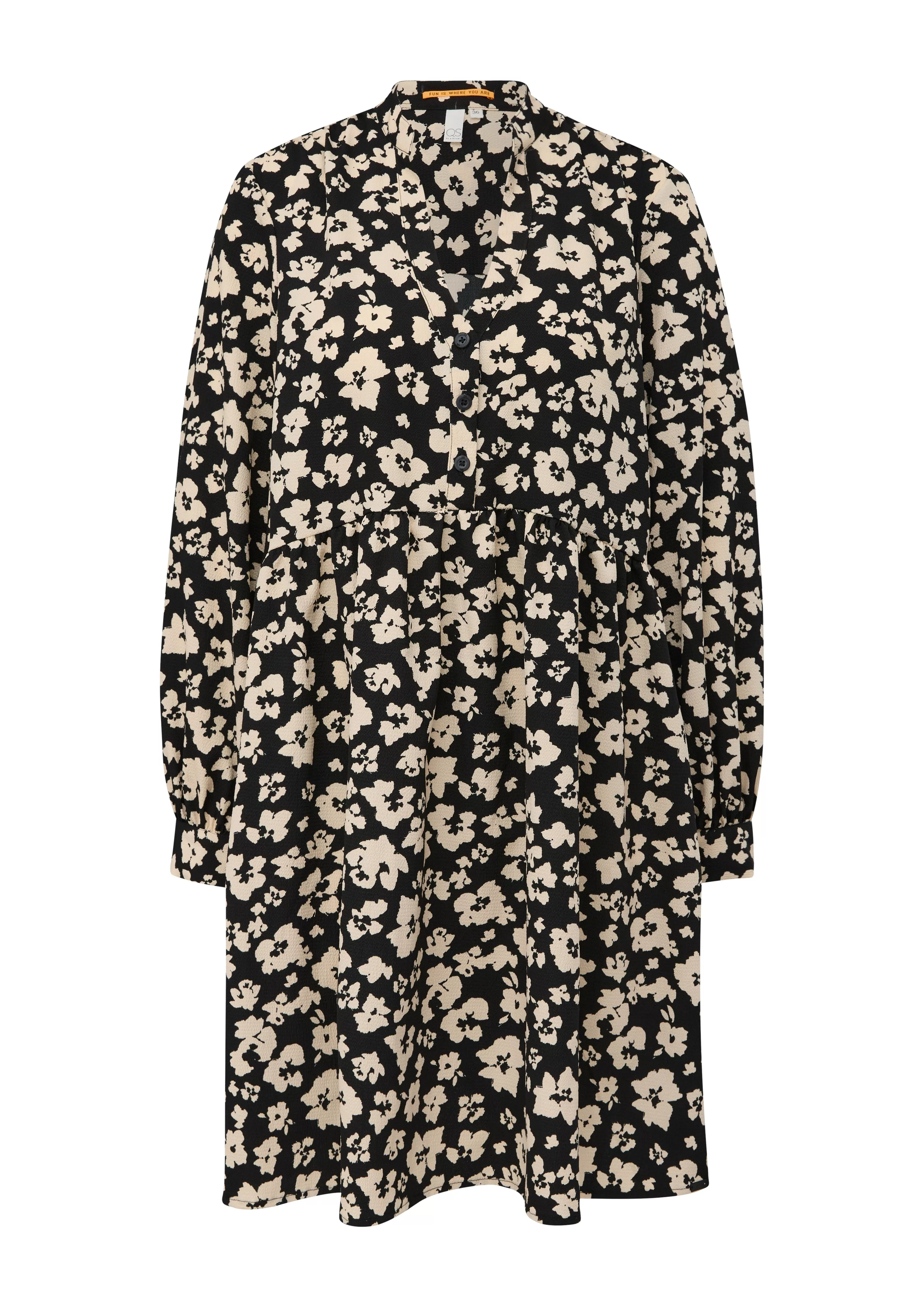 QS Minikleid Crêpe-Kleid mit Allover-Print Raffung, Volants günstig online kaufen