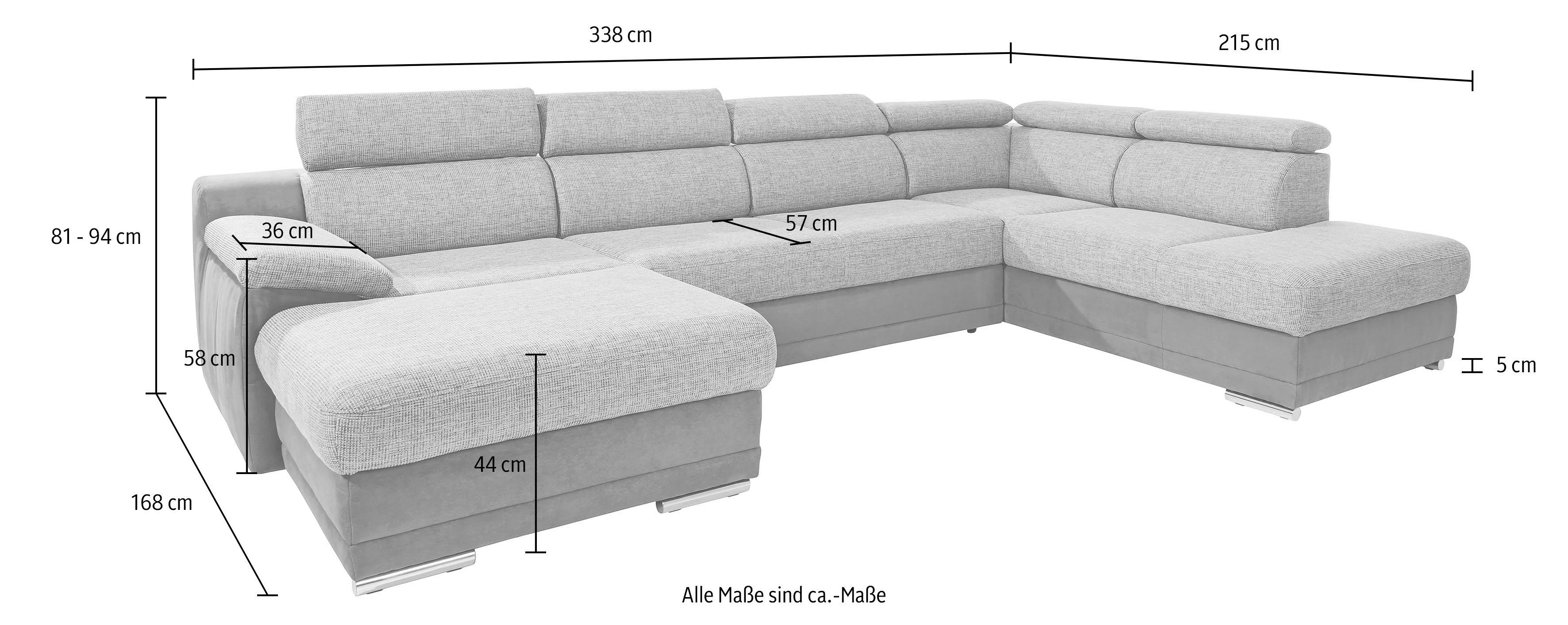 sit&more Wohnlandschaft Xenia U-Form, wahlweise mit Bettfunktion günstig online kaufen