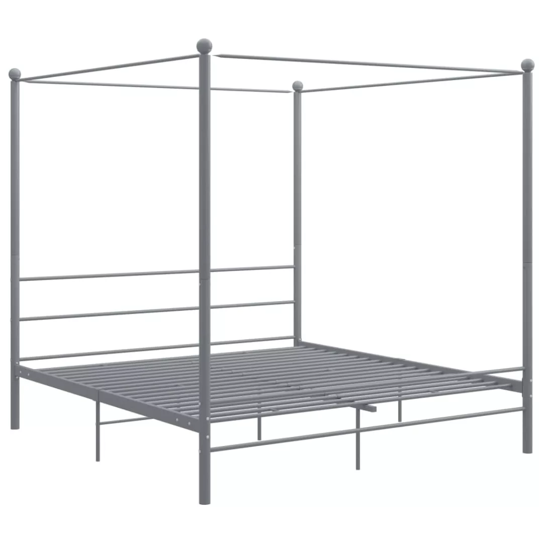 vidaXL Bettgestell Himmelbett Grau Metall 180x200 cm Doppelbett Bett Bettra günstig online kaufen