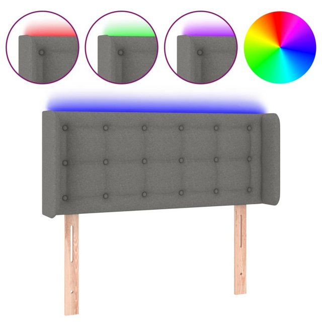 vidaXL Bett, LED Kopfteil Dunkelgrau 103x16x78/88 cm Stoff günstig online kaufen