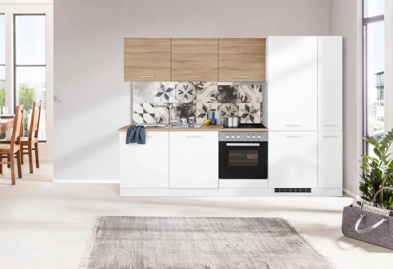 HELD MÖBEL Küchenzeile "Visby", mit E-Geräte, 270 cm, inkl. Kühl/Gefrierkom günstig online kaufen