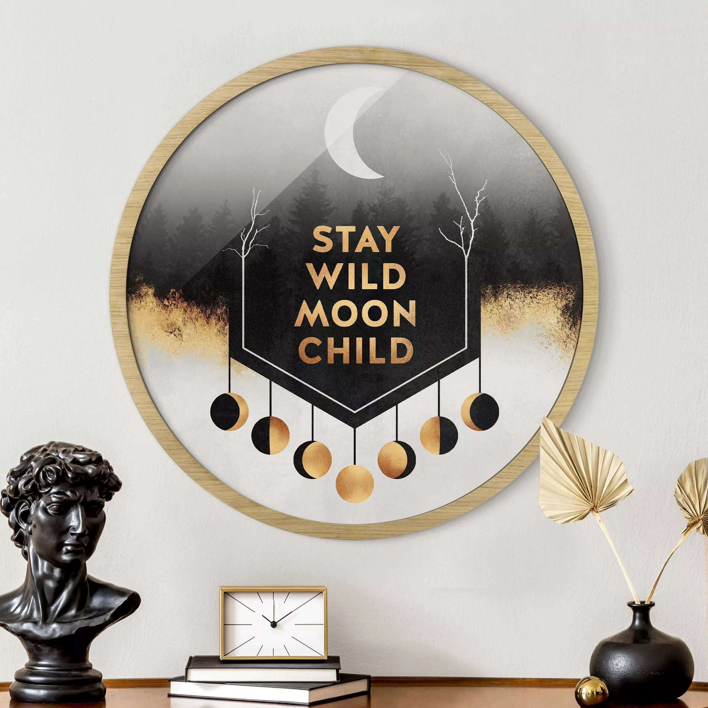 Rundes Gerahmtes Bild Stay Wild Moon Child günstig online kaufen