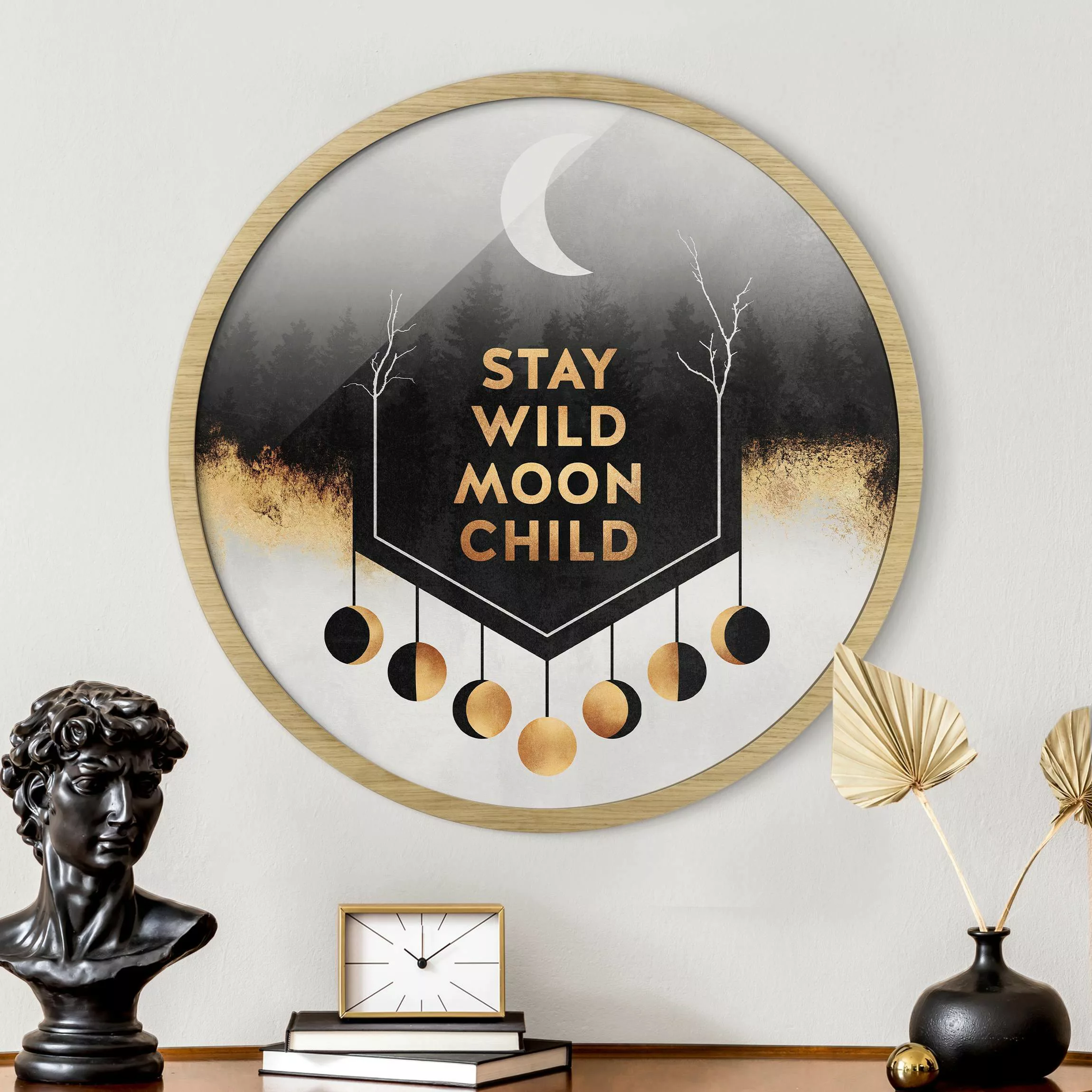 Rundes Bild mit Rahmen Stay Wild Moon Child günstig online kaufen