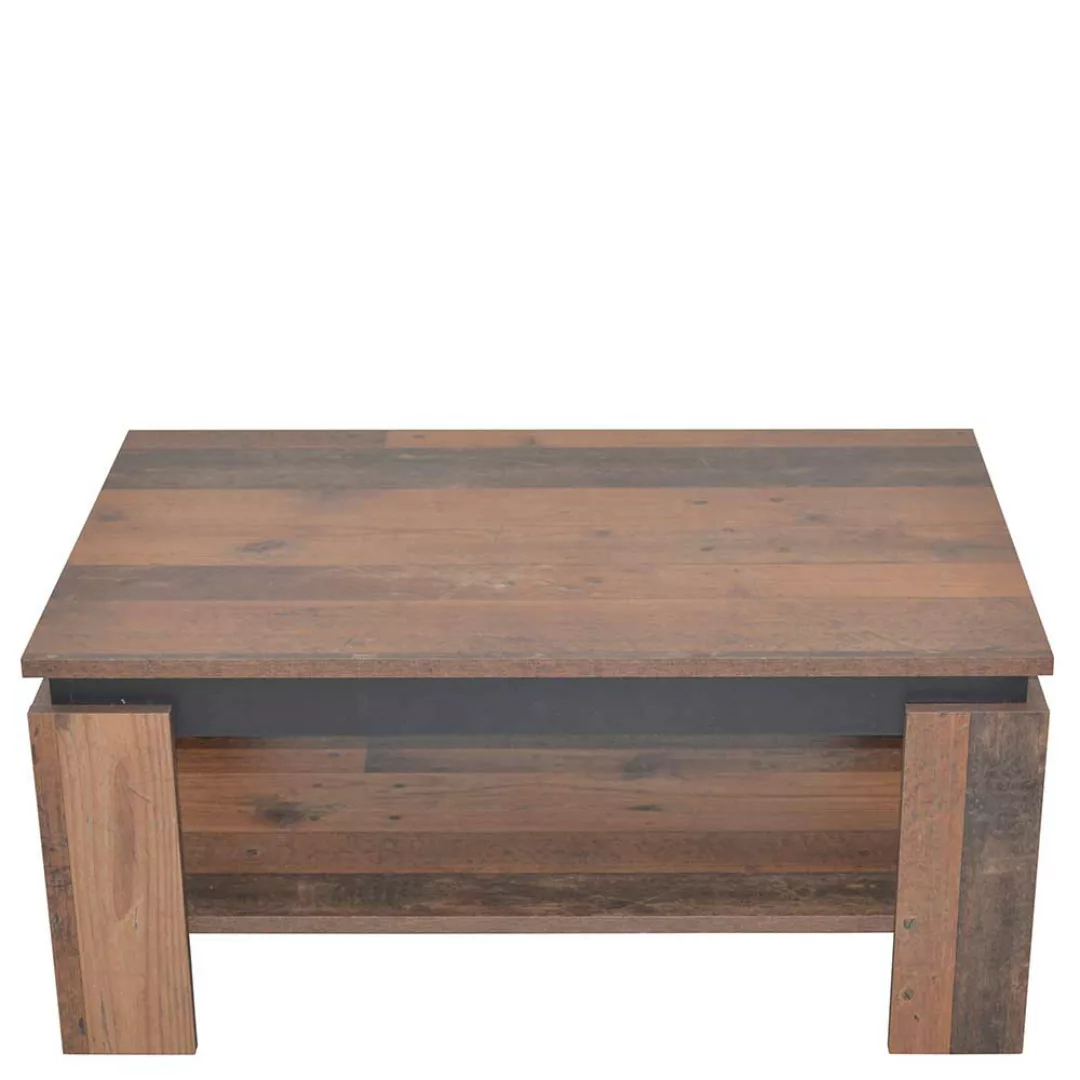 Wohnzimmer Tisch in Holz Antik Optik und Schwarz Ablage günstig online kaufen