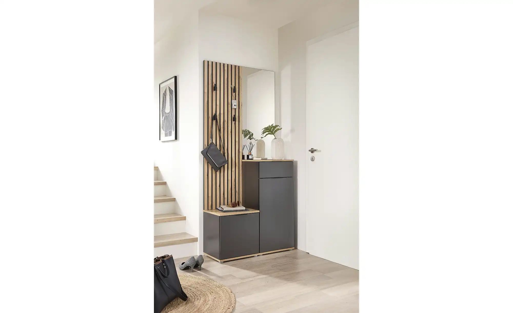 HBZ Kompaktgarderobe "Simple mit Spiegel, Flurgarderobe BxHxT 88x195x35 cm" günstig online kaufen