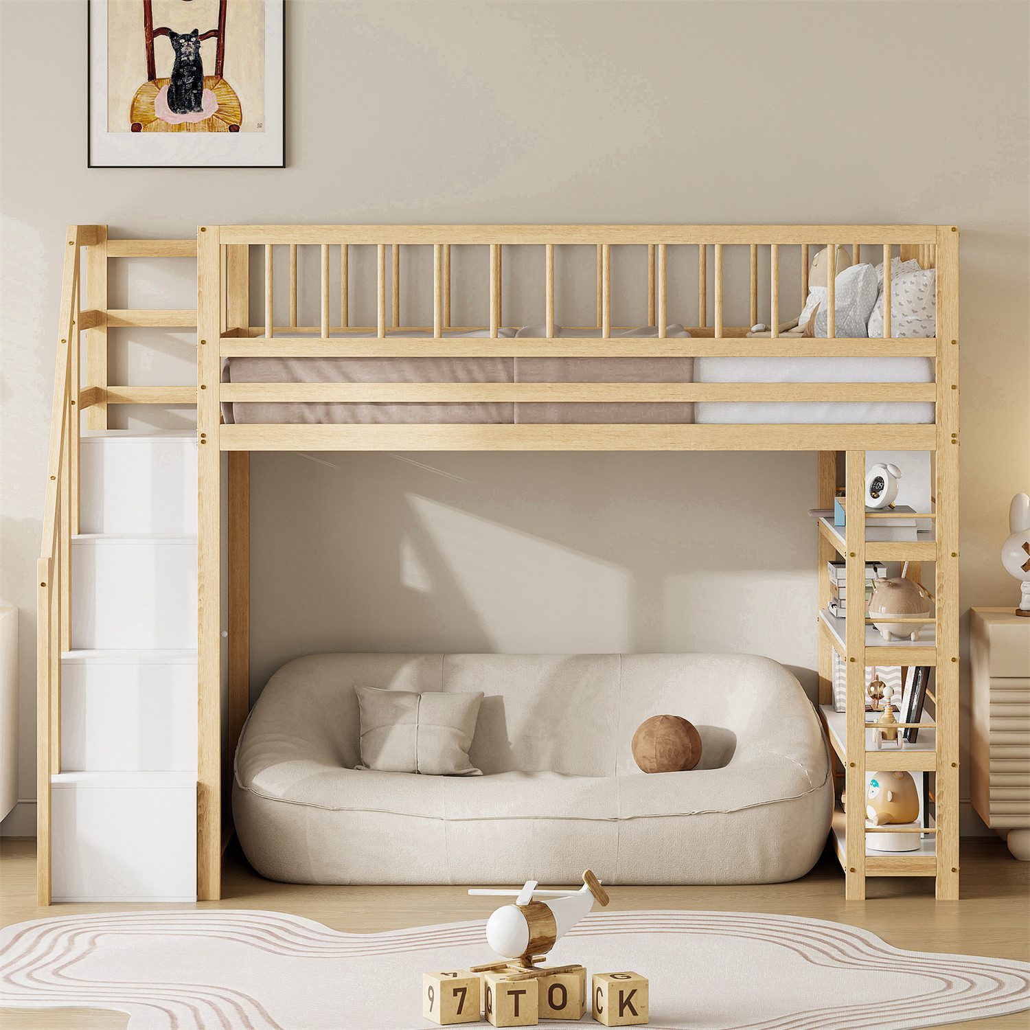 autolock Hochbett Hochbett, Regalen, Massivholzbett, 90 günstig online kaufen