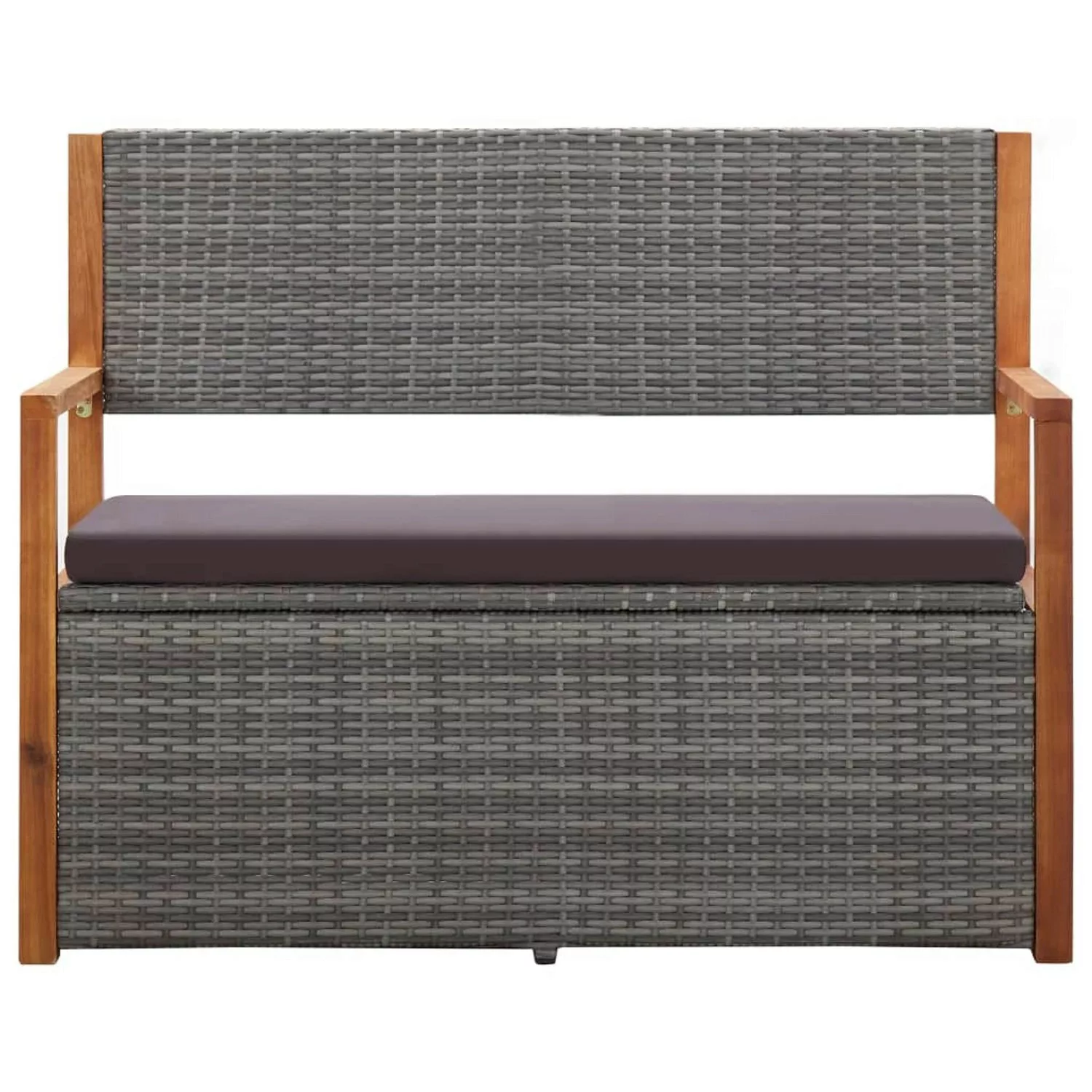 Bank Mit Stauraum 110 Cm Poly Rattan Massivholz Akazie Grau günstig online kaufen