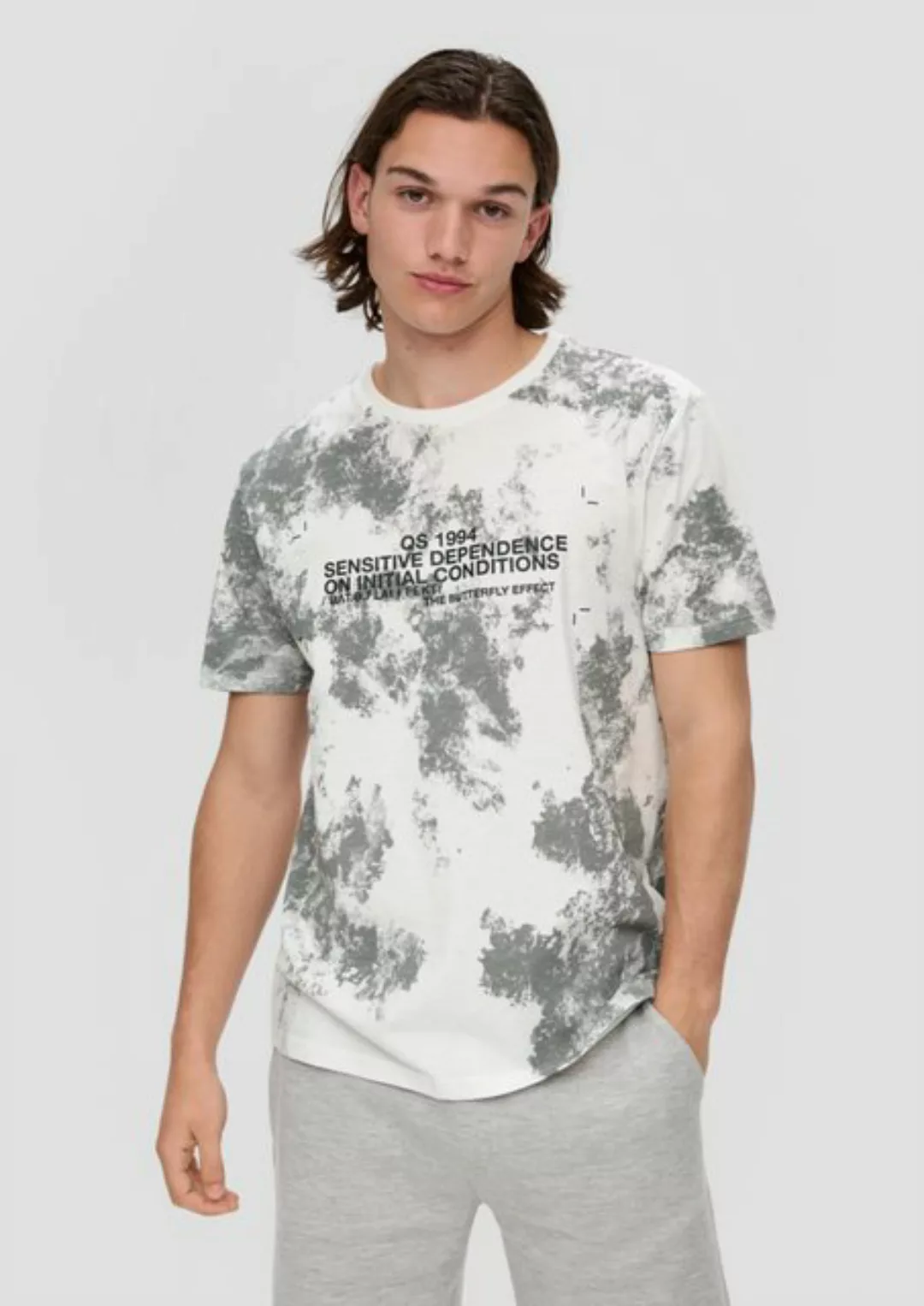 QS Kurzarmshirt T-Shirt mit All-over-Print günstig online kaufen