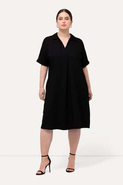 Ulla Popken Jerseykleid Minikleid Oversized Hemdkragen V-Ausschnitt günstig online kaufen