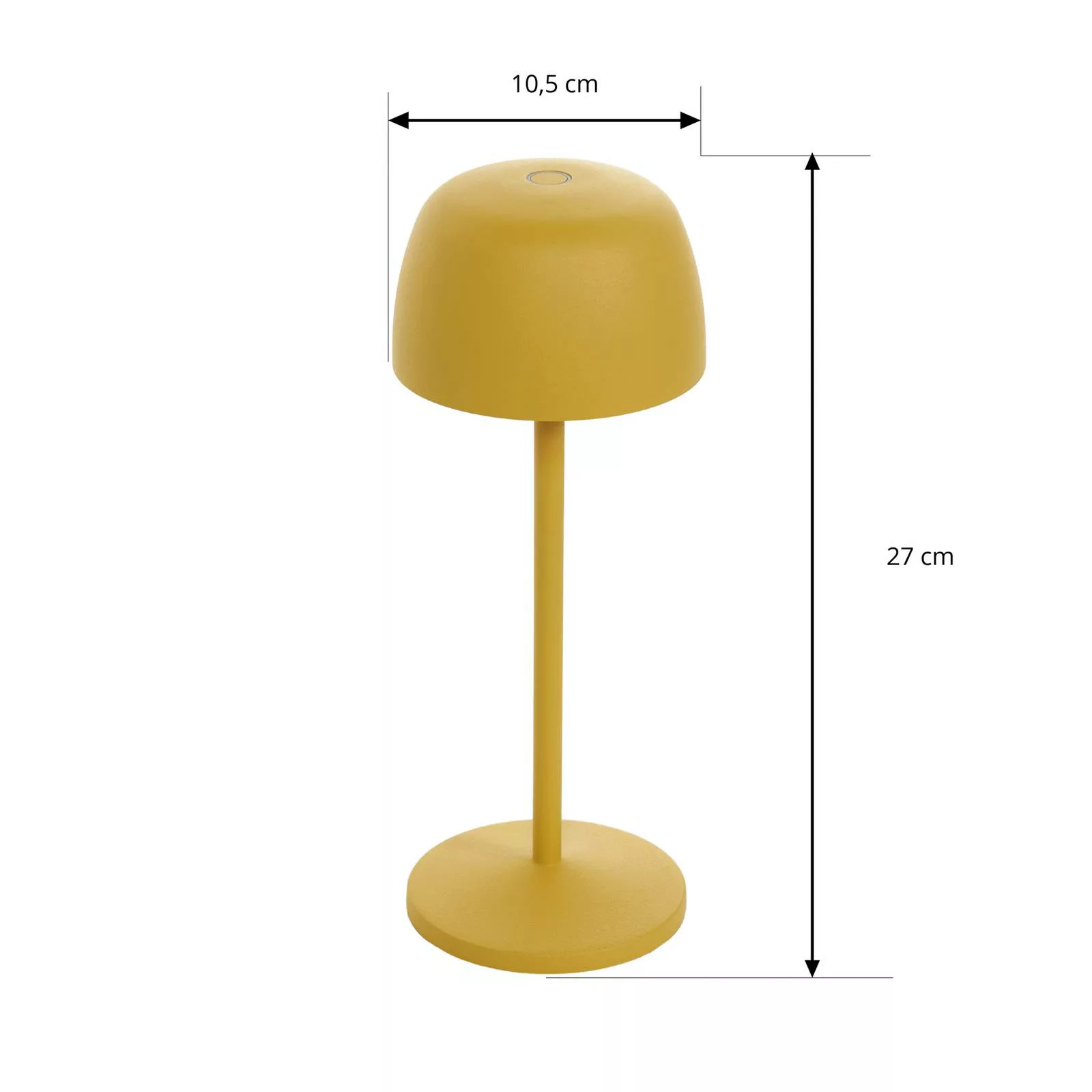 Lindby LED-Akku-Tischleuchte Arietty, gelb, Alu, Ø 10,5 cm günstig online kaufen