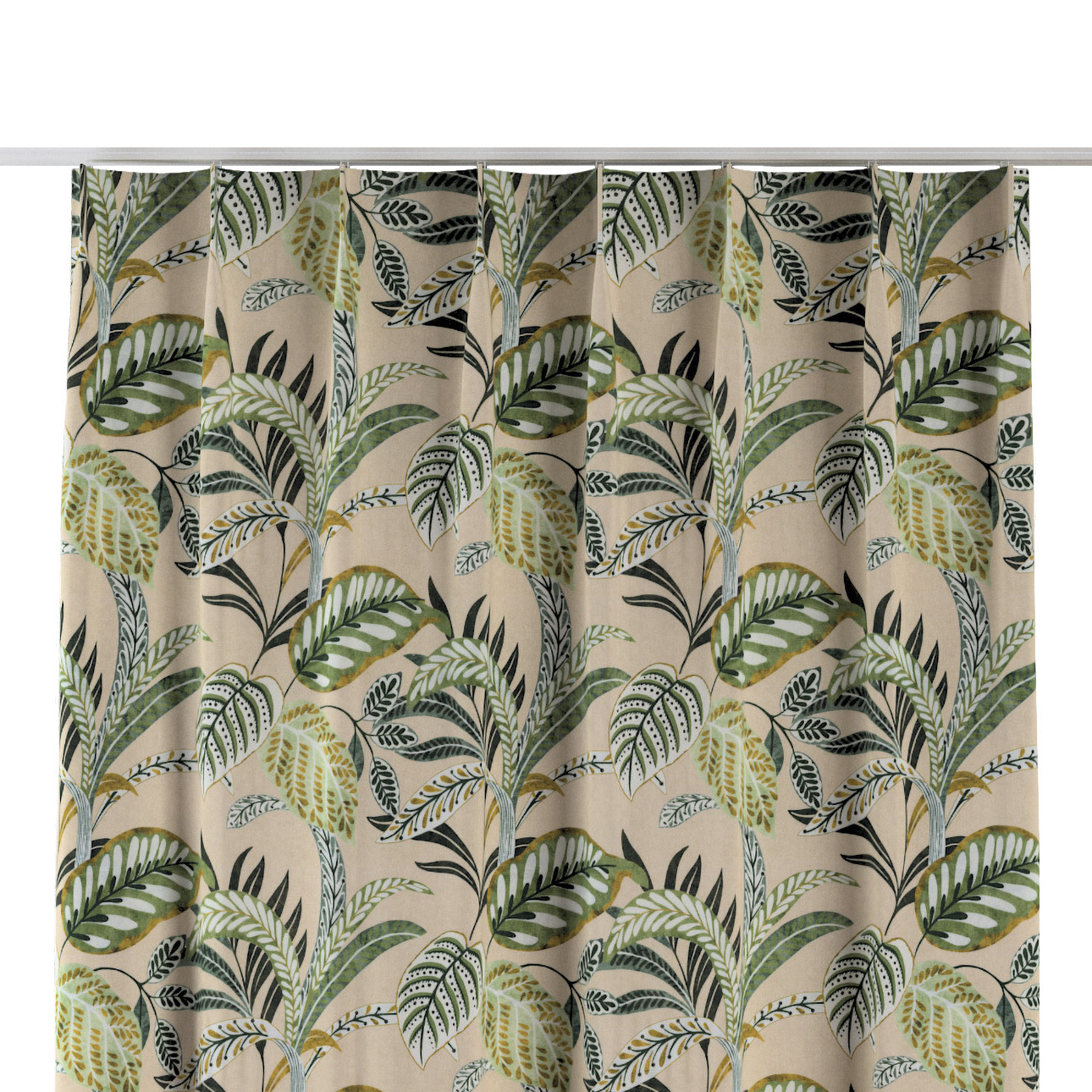 Vorhang mit flämischen 1-er Falten, olivgrün, beige, Tropical Island (142-9 günstig online kaufen