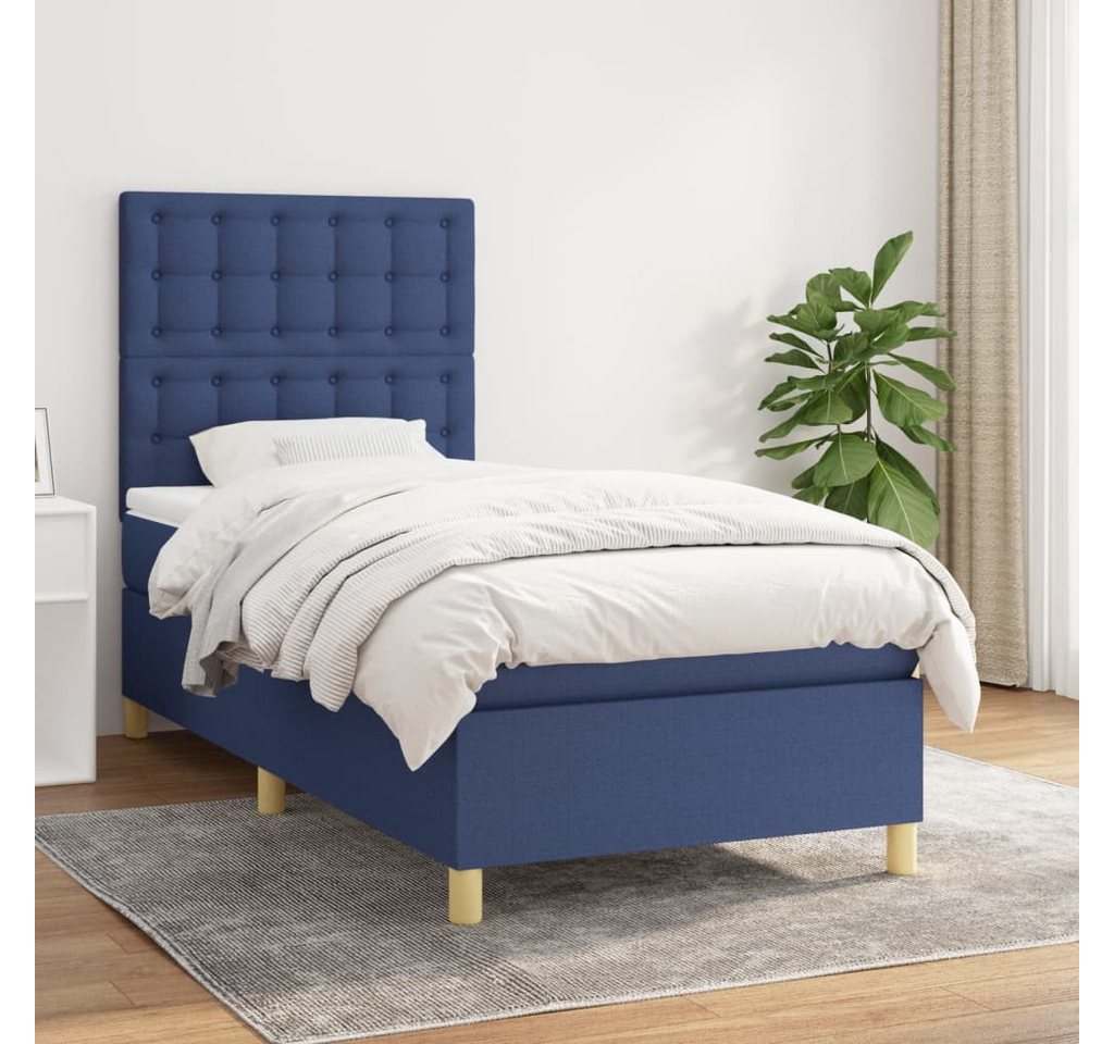 vidaXL Boxspringbett Boxspringbett mit Matratze Blau 80x200 cm Stoff Bett B günstig online kaufen