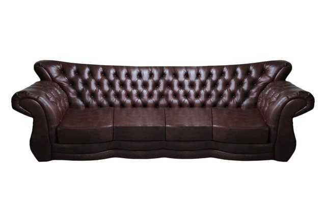 JVmoebel Chesterfield-Sofa Leder Sofa Couch Viersitzer Braun Wohnzimmer Che günstig online kaufen