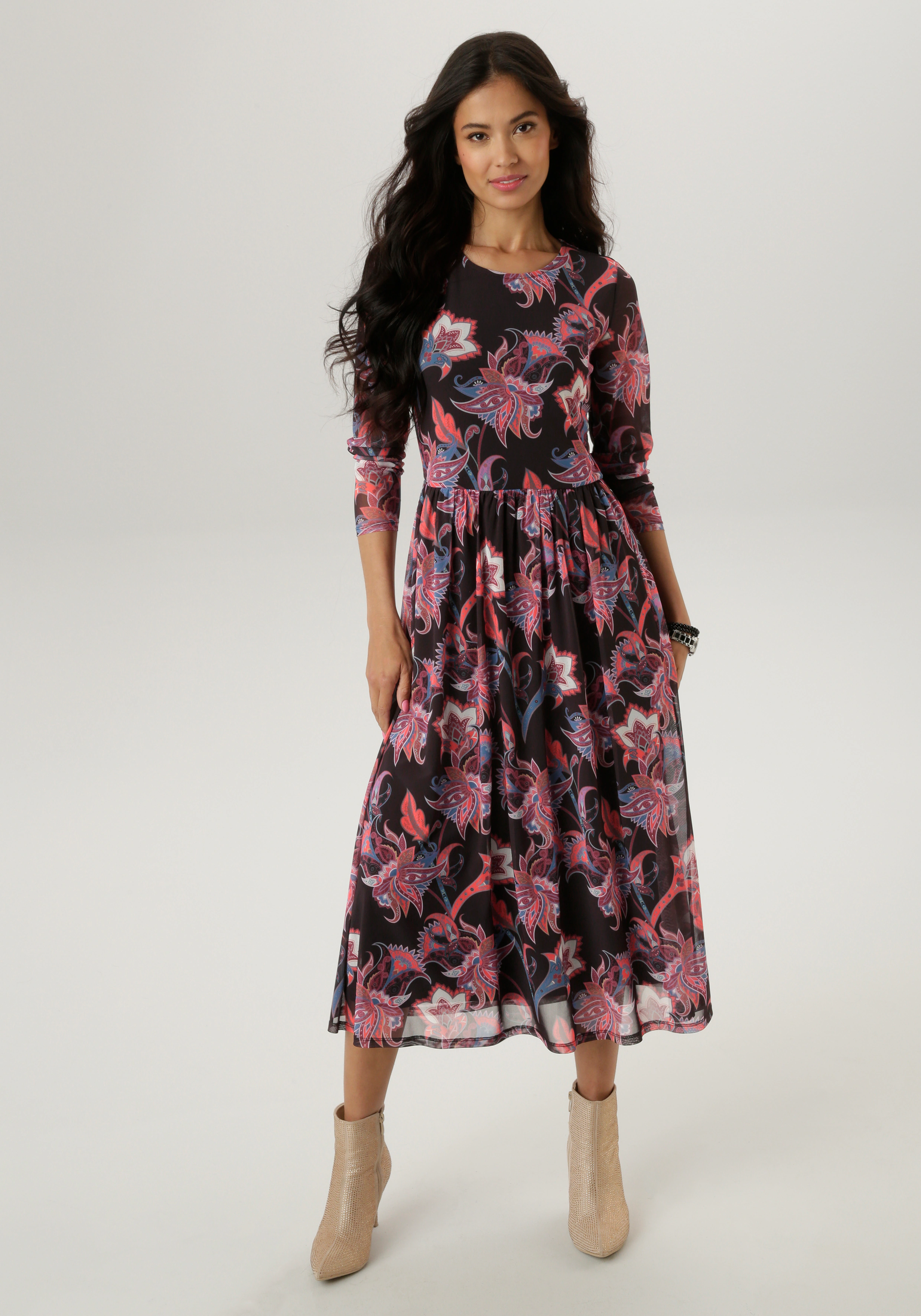 Aniston SELECTED Midikleid, mit floralem Muster - NEUE KOLLEKTION günstig online kaufen