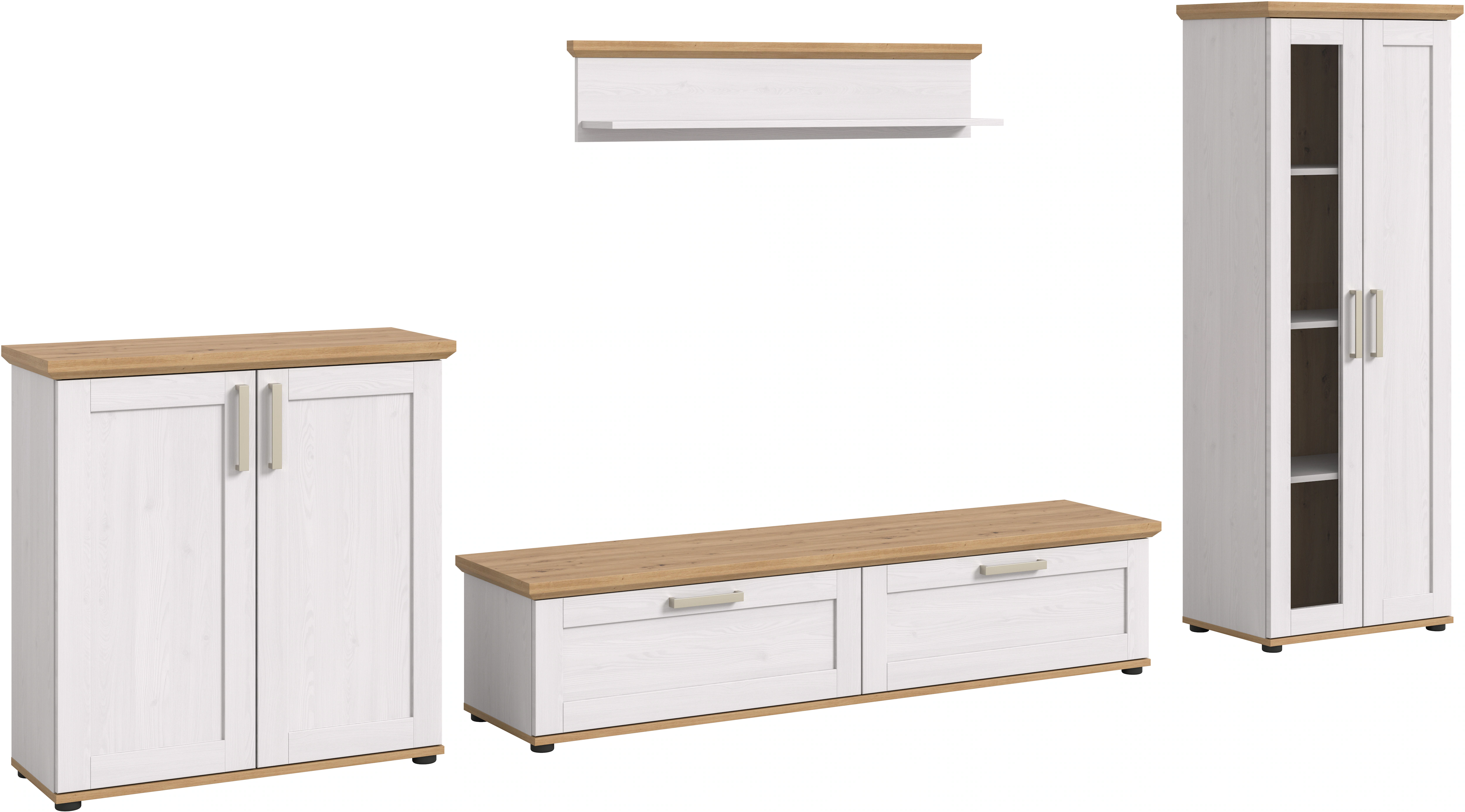 Home affaire Wohnwand "Cosenza", (Set, 4 St.), Cosenza, Breite: 336 cm, Vit günstig online kaufen