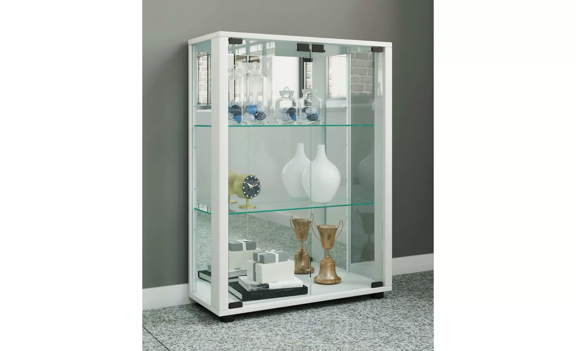 VCM Holz Glas Vitrine Sammel Glasvitrine Schaukasten Standvitrine Sintalo S günstig online kaufen