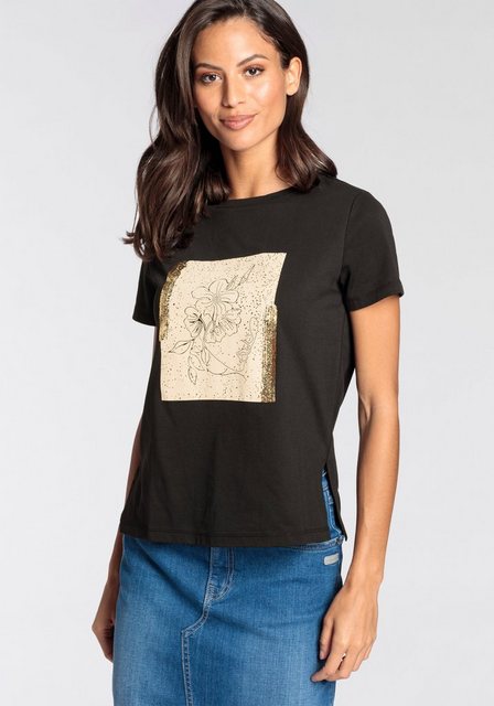 Laura Scott T-Shirt mit goldfarbenen Print günstig online kaufen