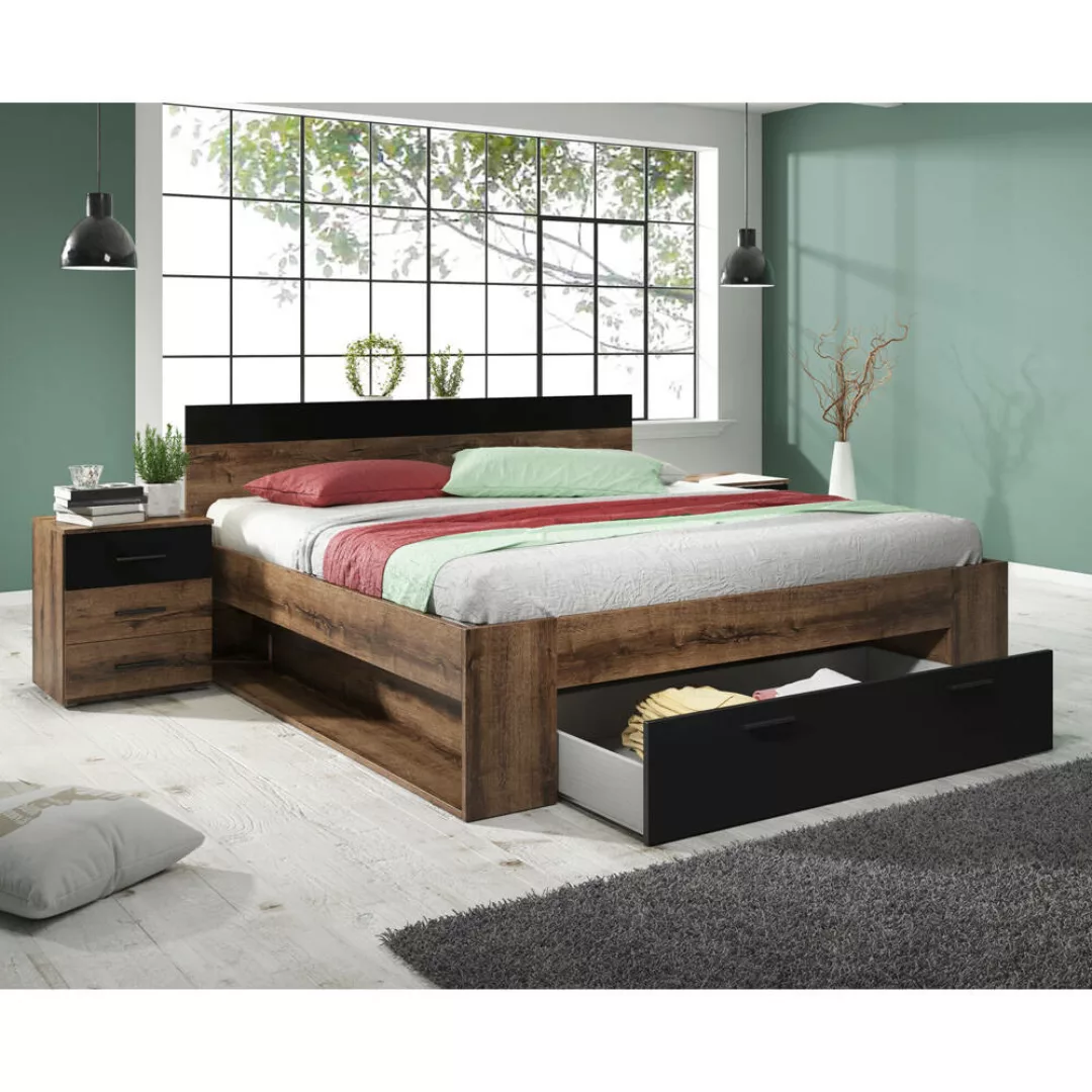 Moderne Doppelbett Kombination inkl. 2 Nachttische BIRMINGHAM-83 Liegefläch günstig online kaufen