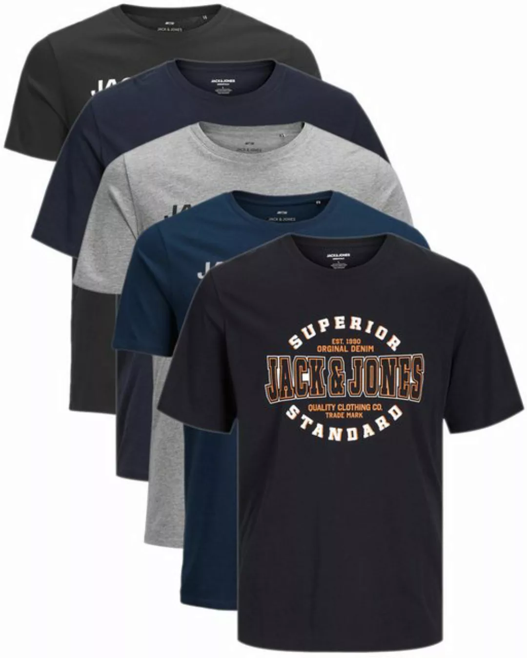 Jack & Jones Print-Shirt (Spar Set, 5er-Pack) T-Shirts mit Aufdruck aus Bau günstig online kaufen