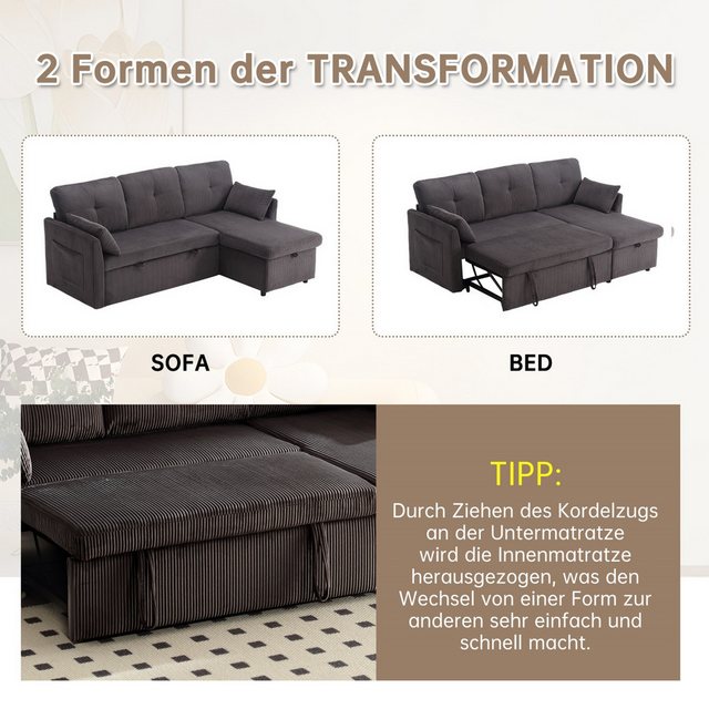 Fanttik Ecksofa Modulares L-Form Sofa, modulares Ecksofa für Wohnzimmer Sch günstig online kaufen