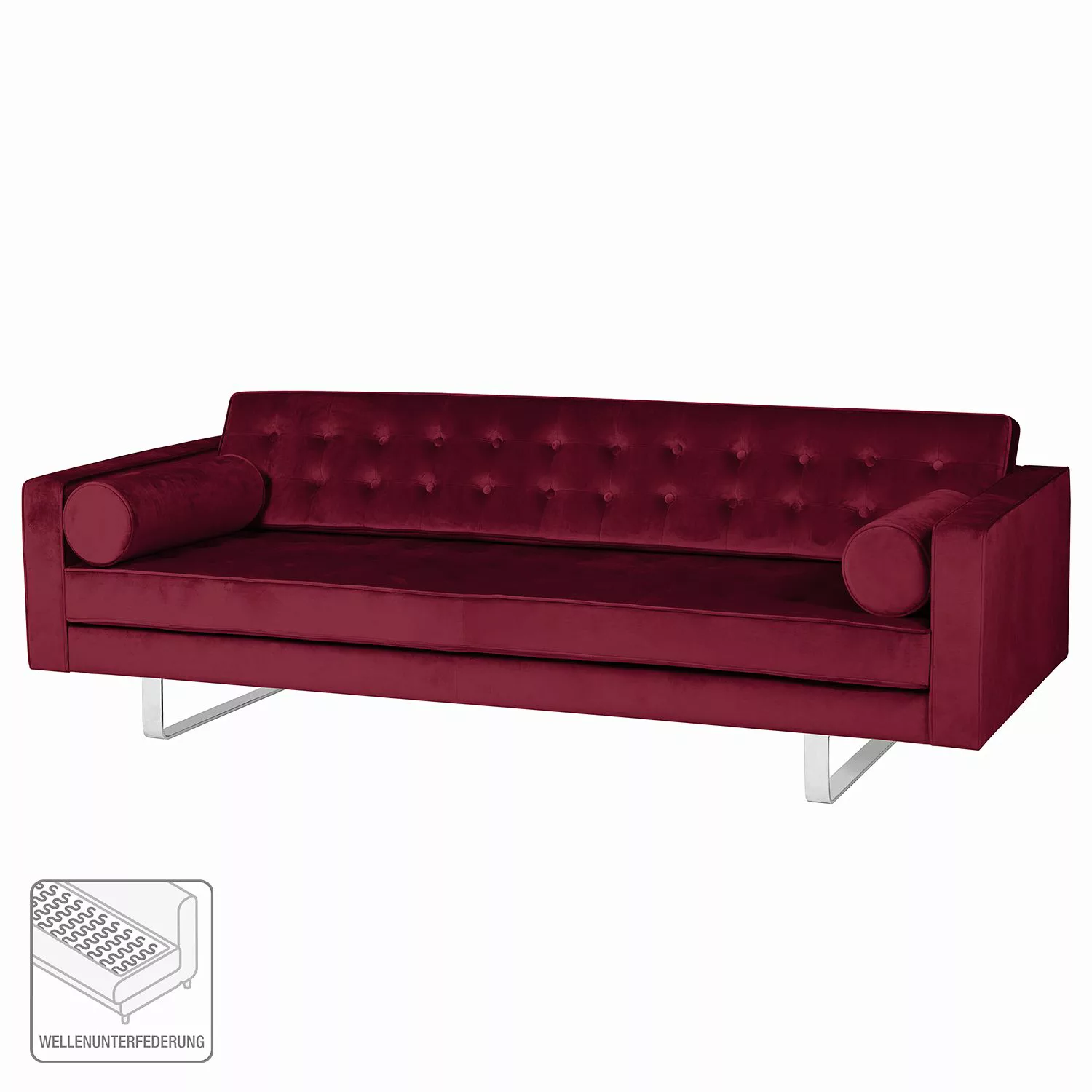 home24 Fredriks Sofa Chelsea III 3-Sitzer Bordeaux Microfaser 216x68x85 cm günstig online kaufen