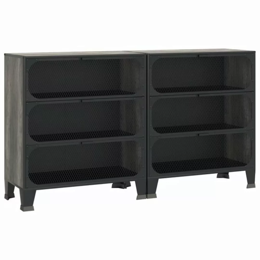 vidaXL Mehrzweckschrank Lagerschränke 2 Stk. Grau 72x36x82 cm Metall und MD günstig online kaufen